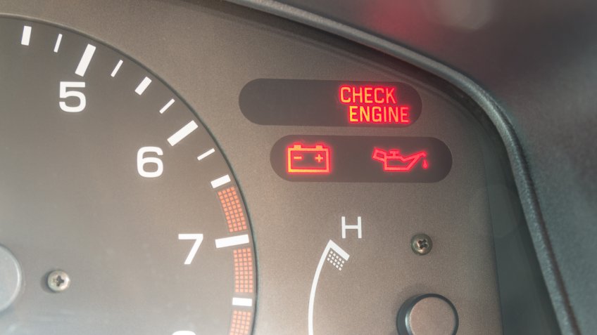 check engine light on in car