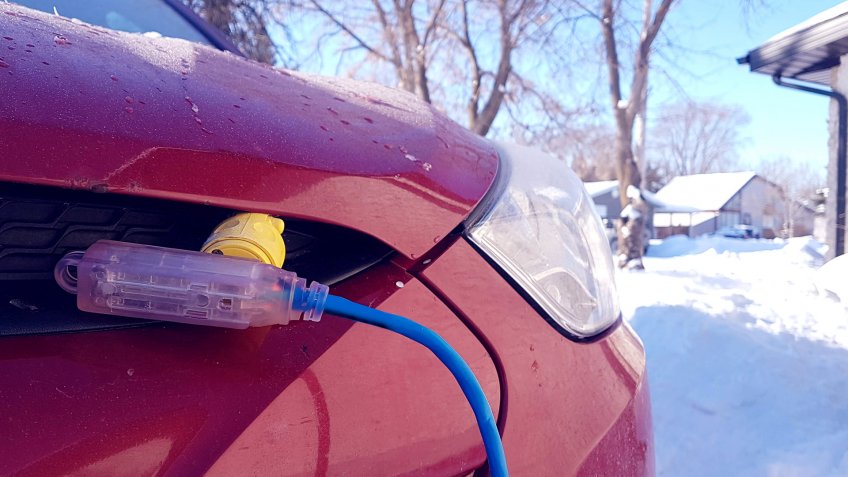 engine block heater plugged in winter car