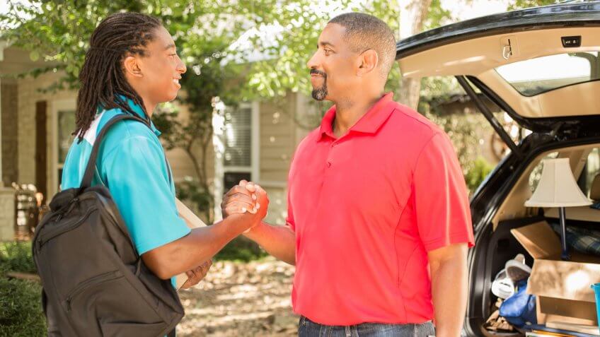 African descent boy heads off to college or moves away from home.