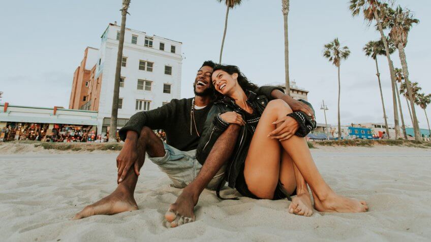 happy couple relaxing in Los Angeles California