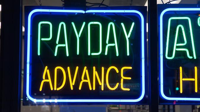 Payday Advance Check Cashing Neon Sign.