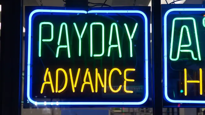 Payday Advance Check Cashing Neon Sign.