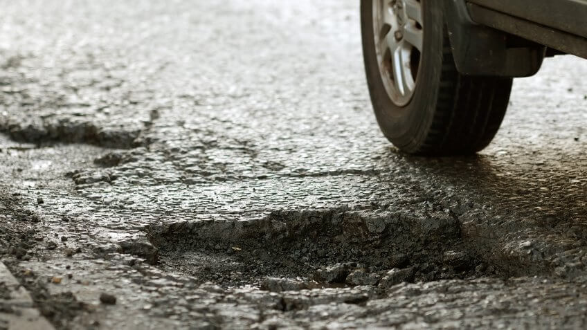 pothole in middle of the road