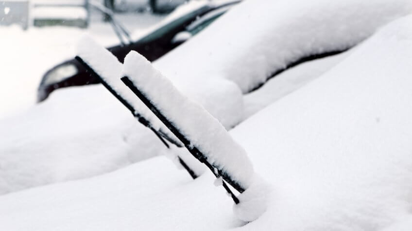 raised snowy windshield wipers