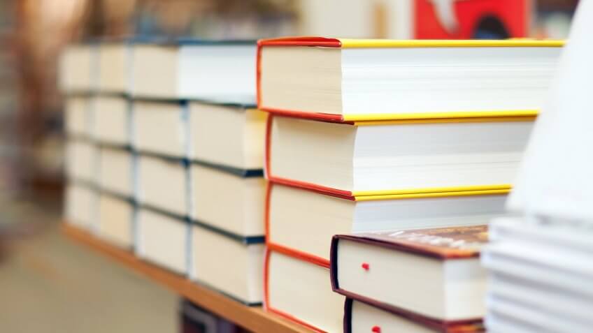 stack of books in bookstores