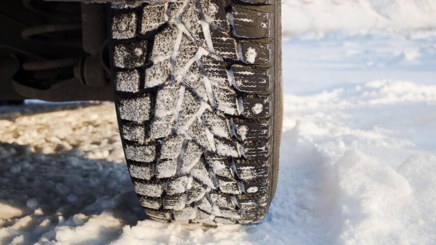 studded snow tires on truck