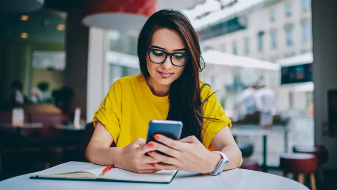 woman checking her smartphone