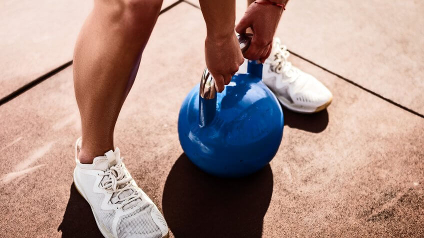 Kettlebell training.