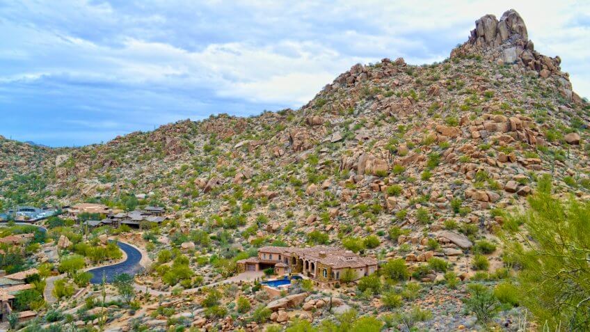 Aerial View of Scottsdale, Arizona from Pinnacle Peak Mountain.