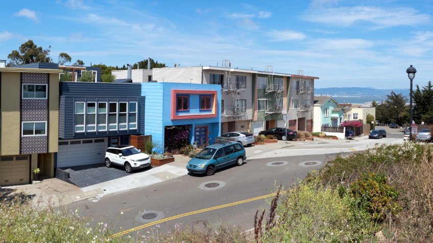 Panoramic image of San Francisco's Bernal Heights neighborhood.
