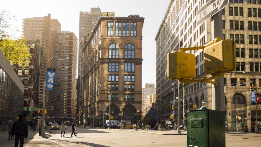 New York, New York, USA - May 5, 2013: Cooper Square in Lower Manhattan.