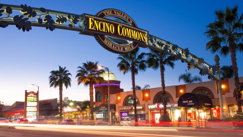 Los Angeles, USA - February 1, 2014: A photo of the Encino Commons sign in Encino, California.