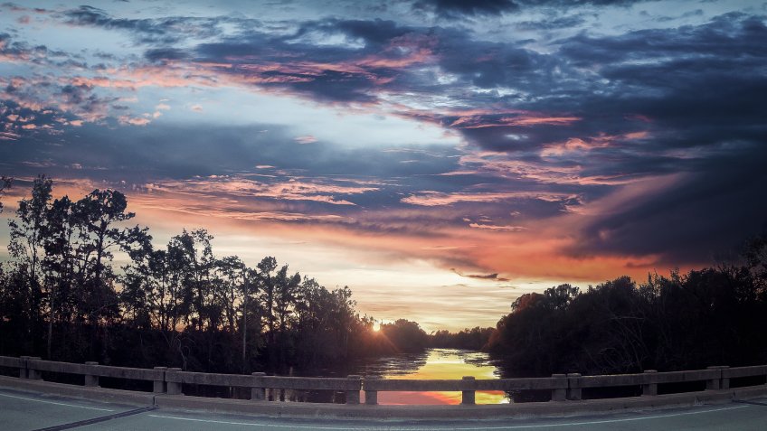 Dramatic sunset cloudy sky over Goldsboro, North Carolina, USA - Image.