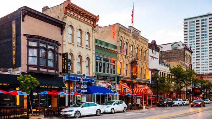 Milwaukee, Wisconsin, USA - Historic Old World Third Street,  one of the hubs of Milwaukee’s nightlife.