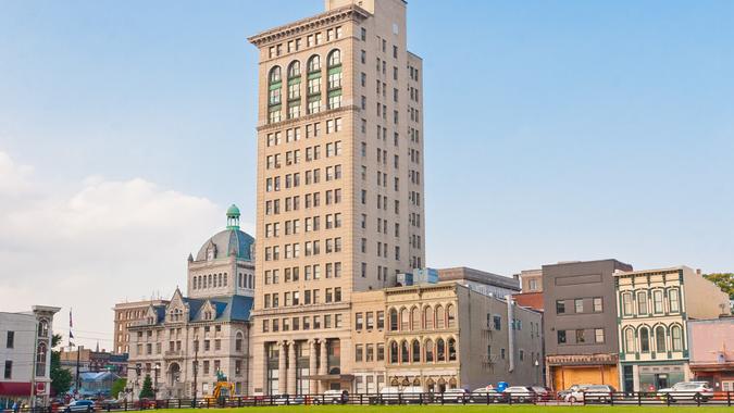 Old historic city downtown of Lexington, Kentucky, USA.