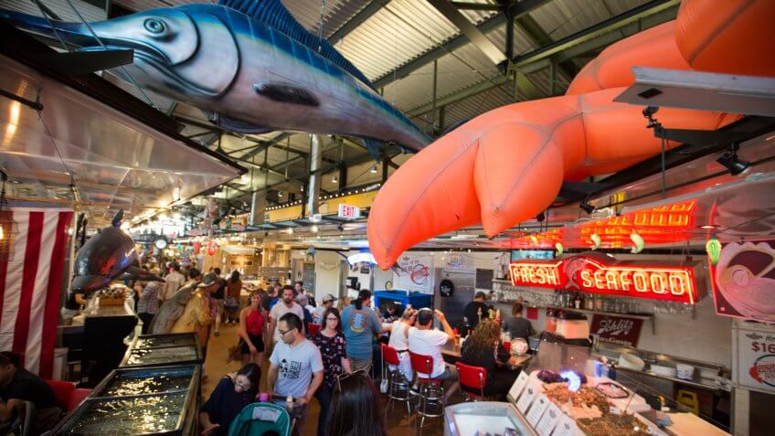 Patrons shop in the Historic Third Ward's Public Market.