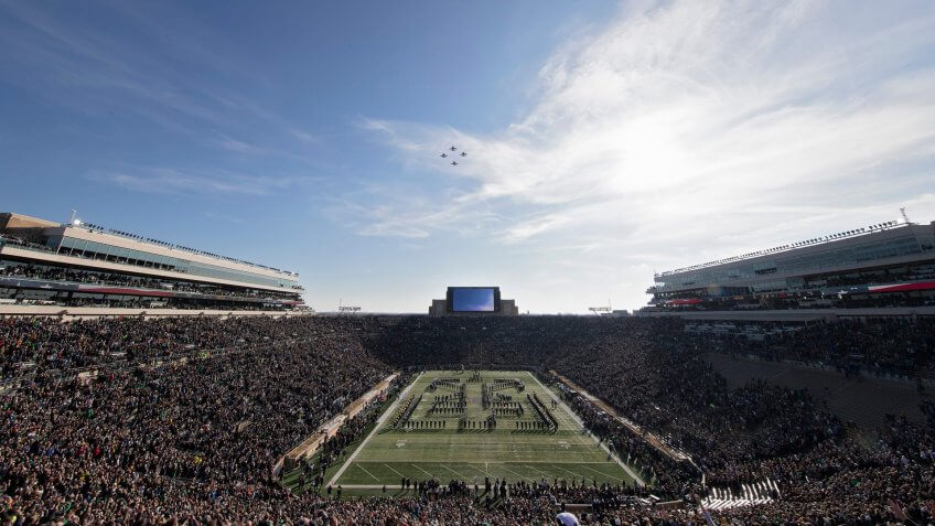 Notre Dame Stadium with Navy Football team