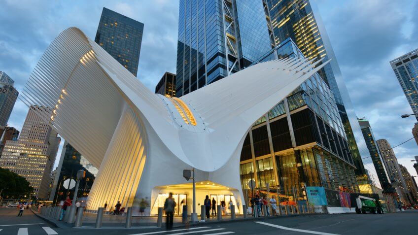 NEW YORK CITY - AUGUST 24: Exterior of the WTC Transportation Hub on August 24, 2017 in New York City, USA.