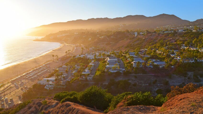 A view from Pacific Palisades during a summer night in Southern California.