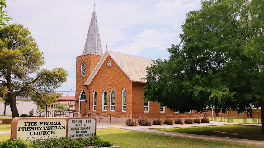 Arizona / USA - July 12, 2019 Peoria Presbyterian Church - Built in 1899 the church is the oldest building in the original town site.