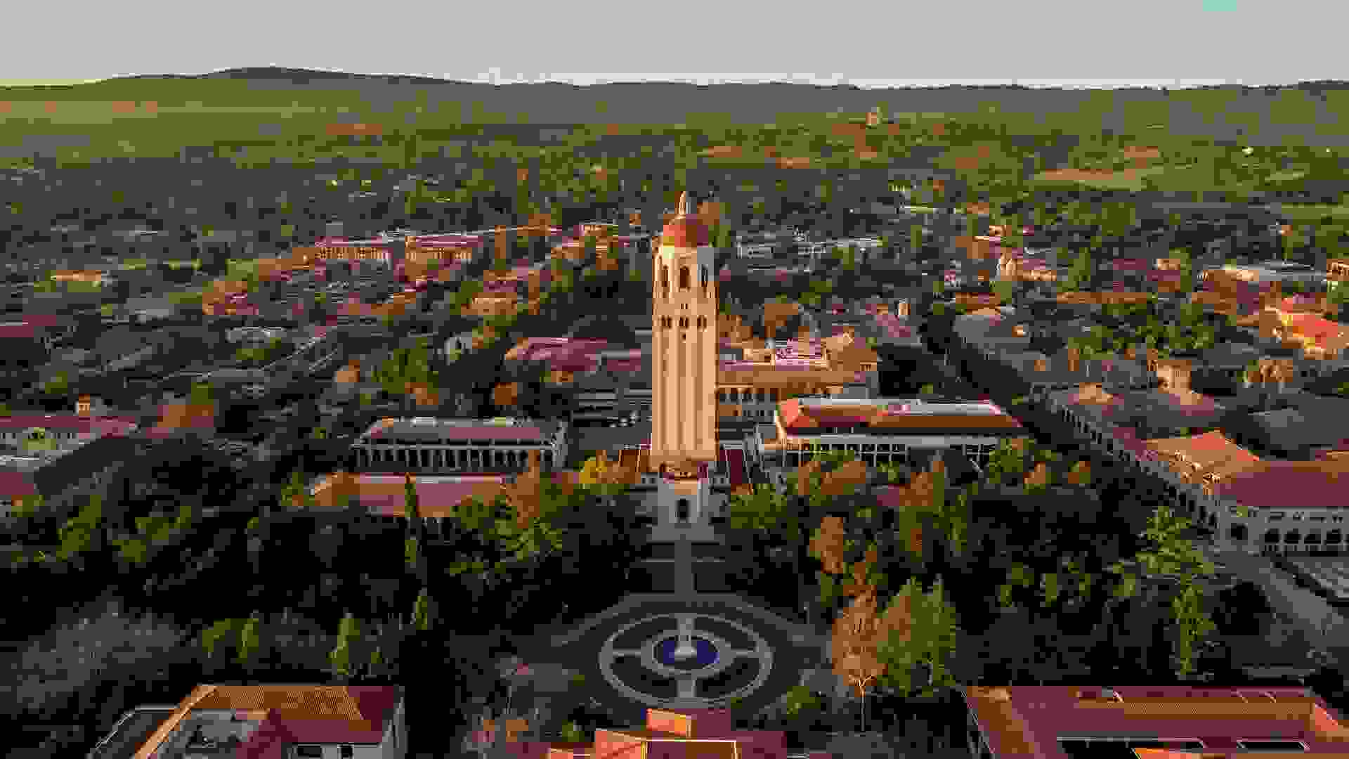Stanford, California, USA - March 17, 2019: Aerial view of Stanford University in Stanford California.
