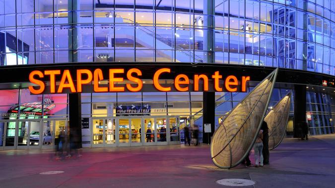 Staples Center in L.A. at Night Los Angeles, USA - July 5, 2013.