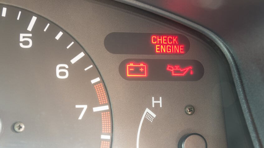 check engine light on in car