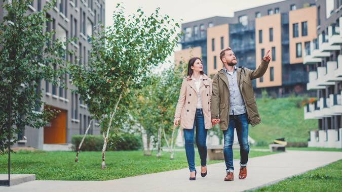Young couple looking for apartment.