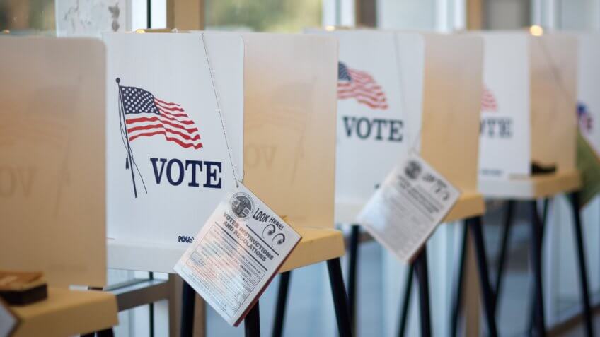 Voting booths at Hermosa Beach City Hall during California Primary.