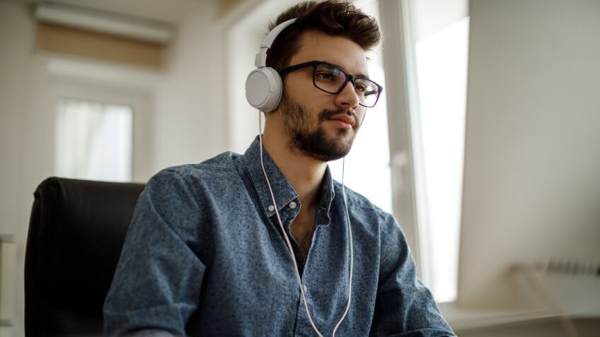 Young man working.