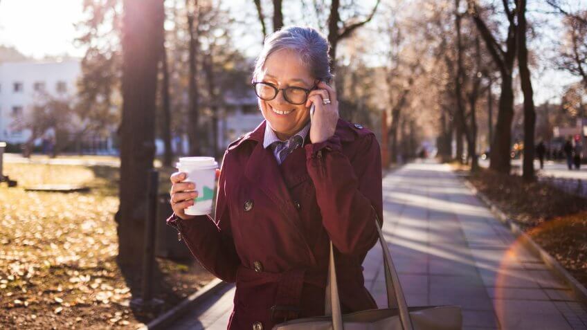 Close up of Businesswoman talking on the phone.