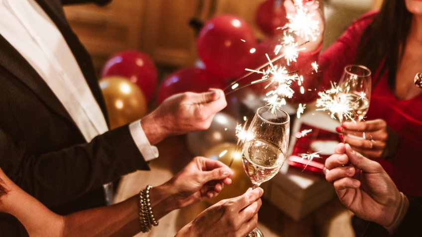 new year celebration with champagne.