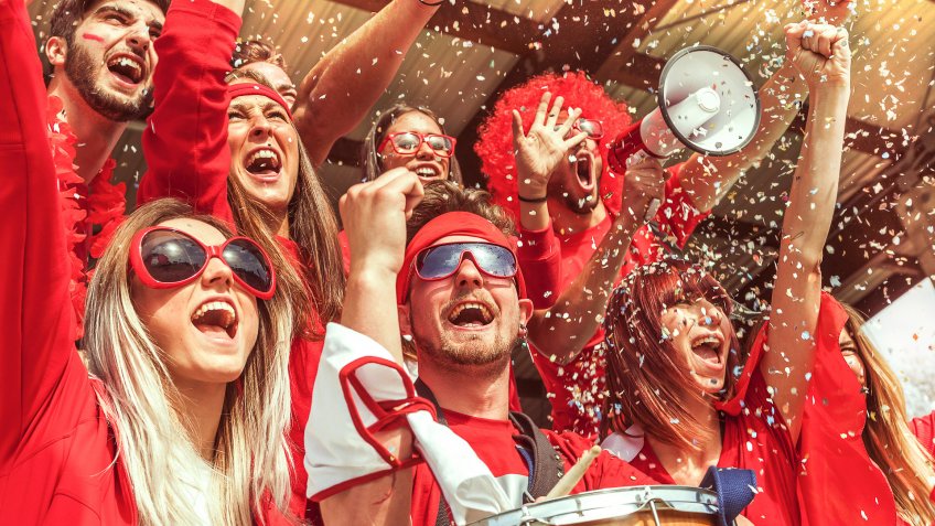 sports fans celebrate