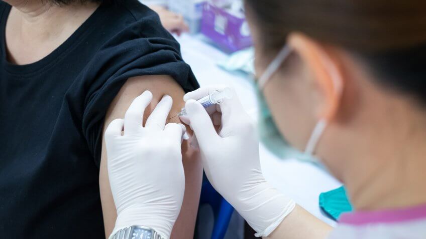 Hospital, Human Hand, Vaccination, Injecting, Syringe.