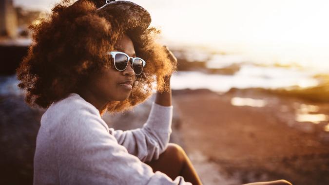 girl watching sunset