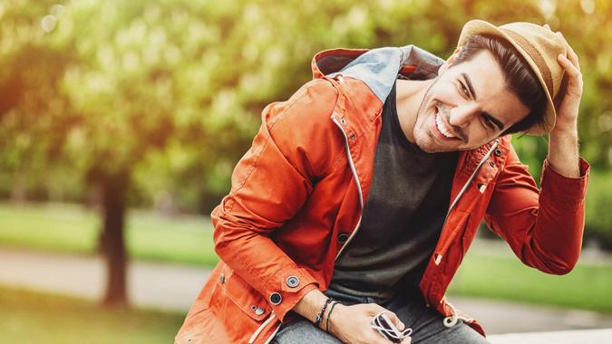 happy guy in park