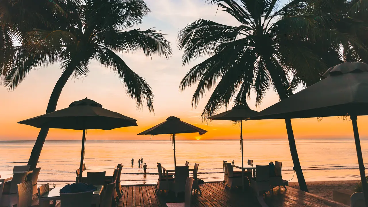 Bali Indonesia sunset at beach resort
