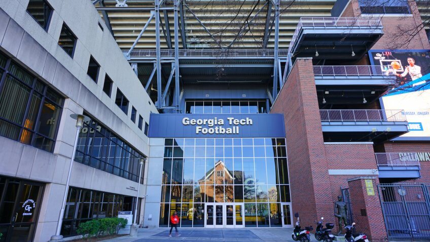 ATLANTA, GA -6 JAN 2019- View of the Bobby Dodd Stadium at Historic Grant Field, a football stadium home of the Yellow Jackets, on the campus of the Georgia Institute of Technology (Georgia Tech).