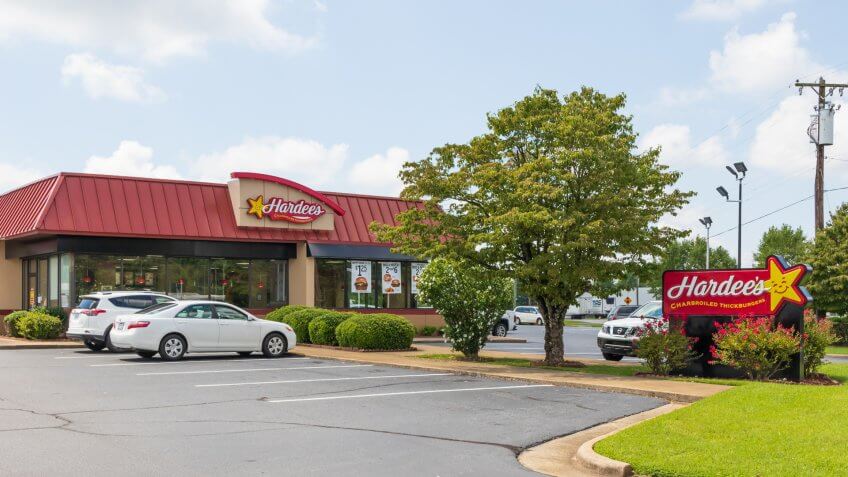 Newton, NC, USA-9/2/18: A Hardee's fast food restaurant, one of over 3800 in the chain.
