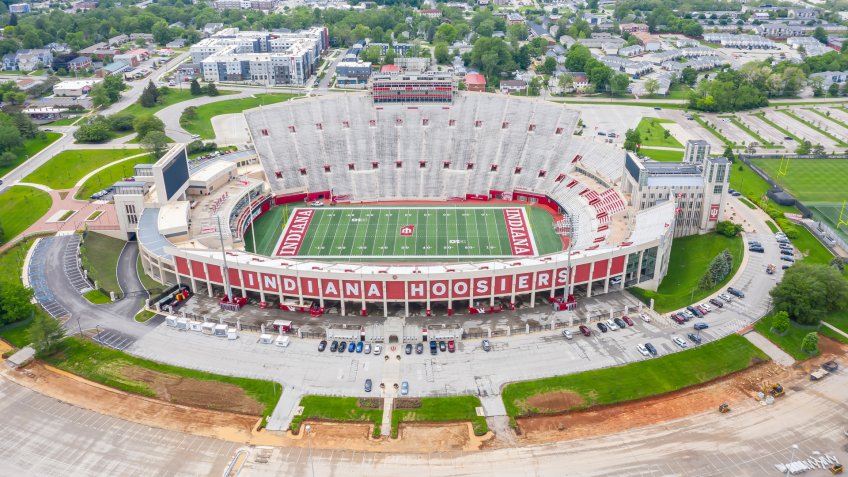 May 22, 2019 - Bloomington, Indiana, USA: Aerial Views of Memorial Stadium, also known as The Rock, is a stadium in Bloomington, Indiana.