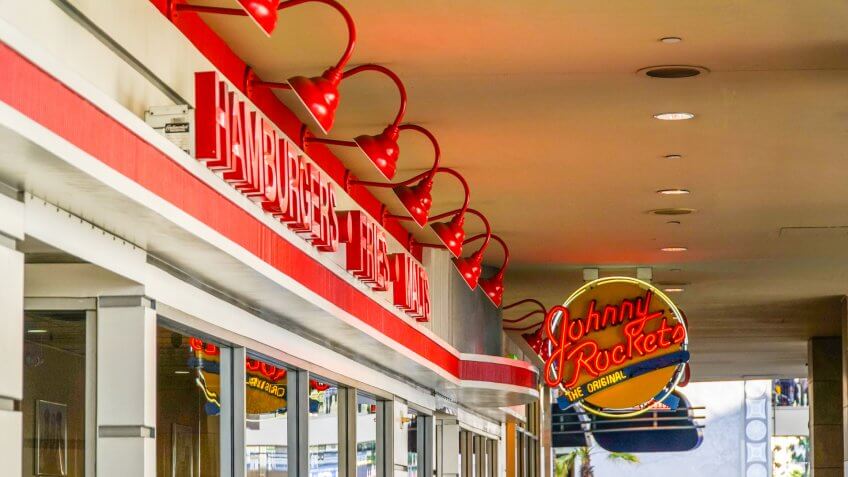 Johnny Rockets Burger Restaurant in Los Angeles - LOS ANGELES - CALIFORNIA.