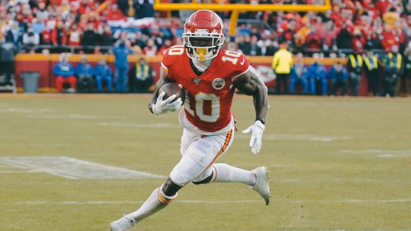 Kansas City Chiefs wide receiver (10) during the second half of the NFL AFC Championship football game against the Tennessee Titans, in Kansas City, MOAFC Championship Titans Chiefs Football, Kansas City, USA - 19 Jan 2020.