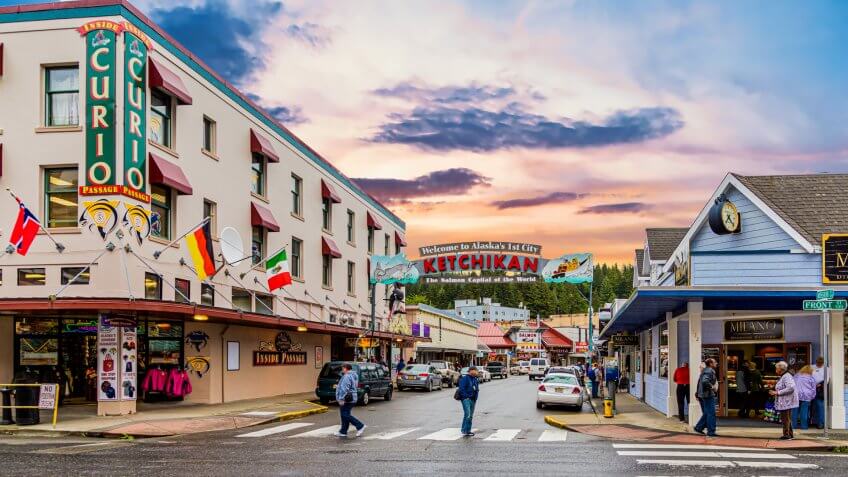 KETCHIKAN, ALASKA - May 29, 2016: Ketchikan is the southeasternmost city in Alaska, with a population of 8,000.