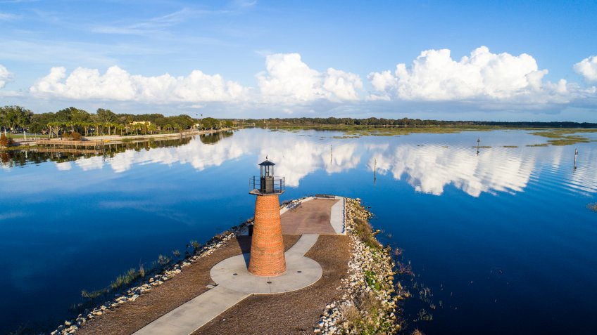 Lakefront Kissimmee Drone Aerial View.
