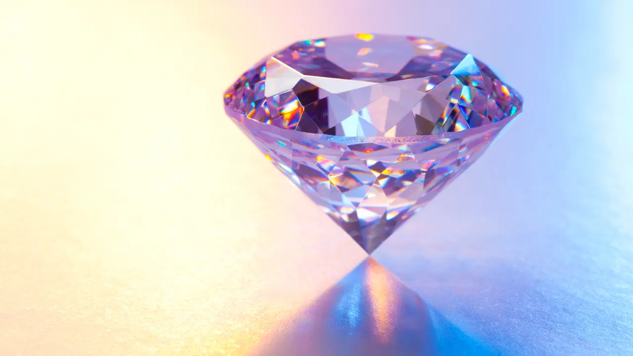 Large Diamond on Reflective Surface.