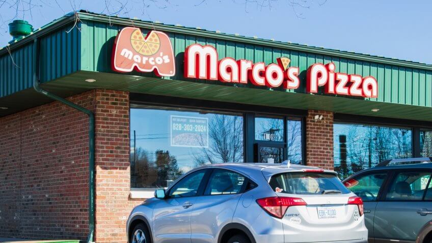 HICKORY, NC, USA-01/20/19: Marco's Pizza is a franchised pizza chain based in Toledo, Ohio.