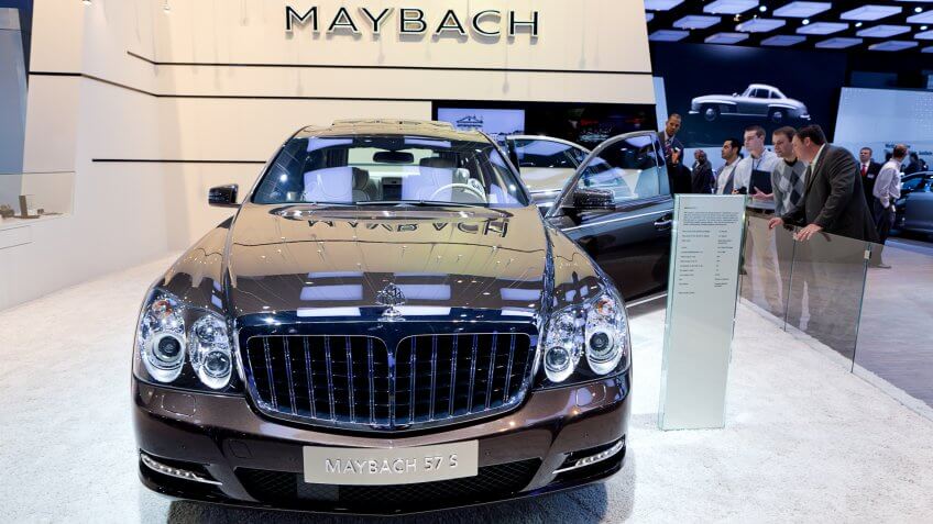 DETROIT - JANUARY 11: The new Maybach 57 S on display at the 2012 North American International Auto Show Industry Preview on January 11, 2012 in Detroit, Michigan.