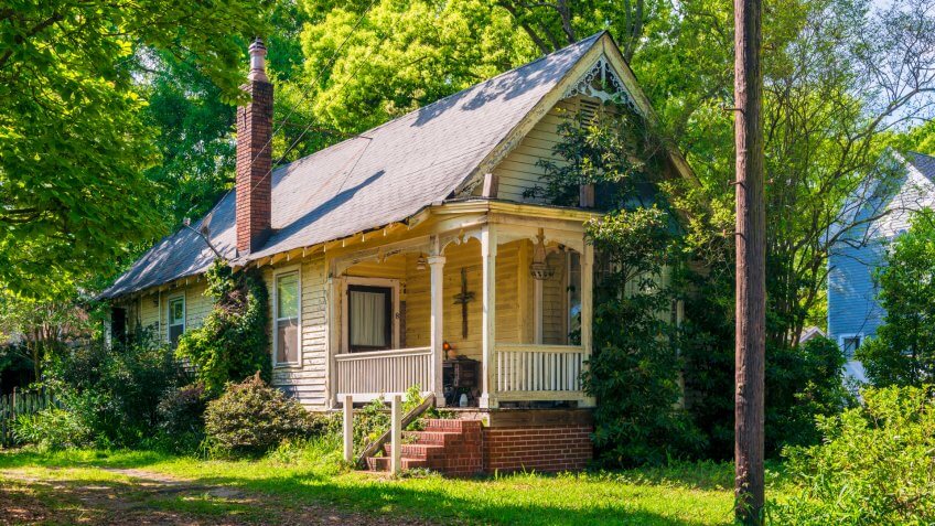 Mobile, AL, USA - April 3, 2015: Typical old house in downtown district of Mobile, Alabama, USA.