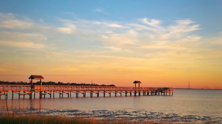 Sunset pier in Oldsmar Florida.