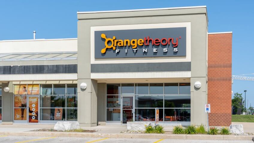 Oakville, Ontario, Canada - July 25, 2019: One of the Orangetheory Fitness in Oakville, Ontario, Canada.